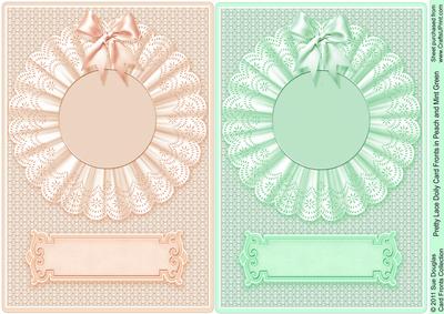 Pretty Lace Doily Card Fronts in Peach and Mint Green