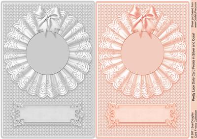Pretty Lace Doily Card Fronts in Silver and Coral