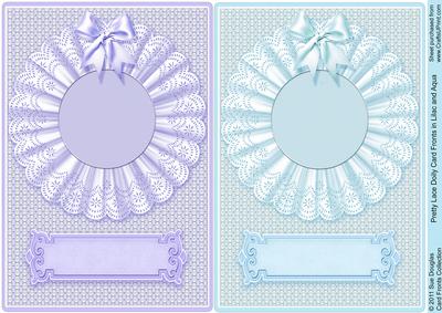 Pretty Lace Doily Card Fronts in Lilac and Aqua