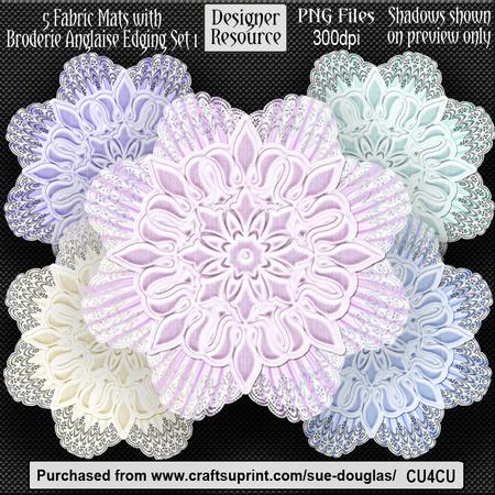 Designer Resource - Fabric Mats with Broderie Anglaise Set1