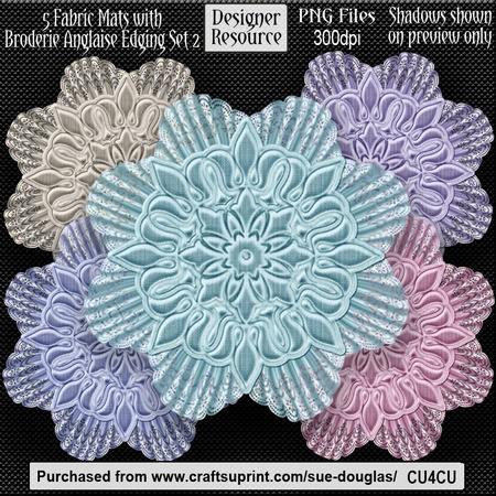 Designer Resource - Fabric Mats with Broderie Anglaise Set 2