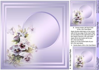 Vintage Pansies - 8in x 8in Insert Plate