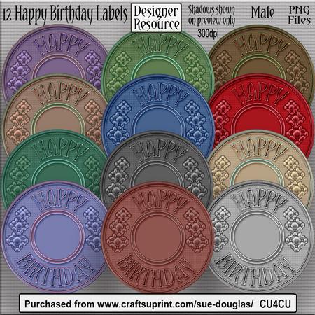Designer Resource - Happy Birthday Labels Male