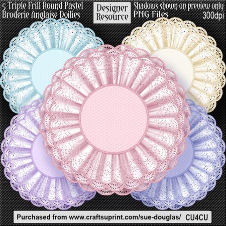 Designer Resource - Triple Frill Broderie Anglaise Pastel