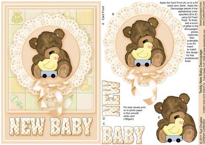 Teddy New Baby Decoupage