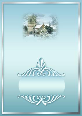 Christmas Snow Scene with Church and Pine Cones Match A5 Ins