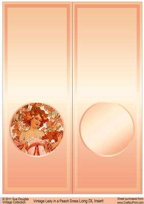 Vintage Lady in a Peach Dress Matching Long Dl Insert
