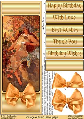 Vintage Autumn Long Dl Decoupage
