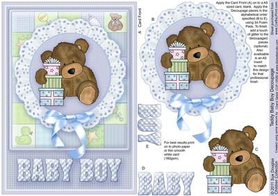 Teddy Baby Boy Decoupage