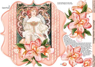 Vintage Maiden 8in x 8in Decoupage