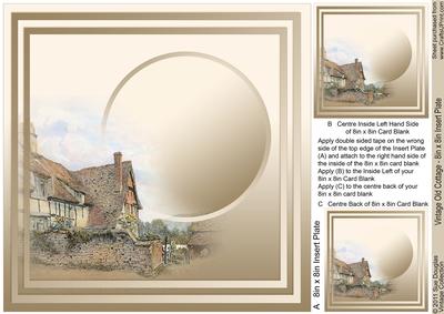 Vintage Old Cottage - 8in x 8in Insert Plate
