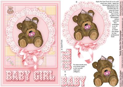 Teddy Baby Girl Decoupage