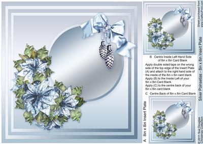 Silver Poinsettias - 8in x 8in Insert Plate