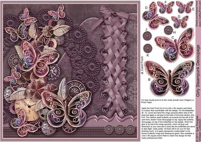 Girly Steampunk 8in x 8in Decoupage