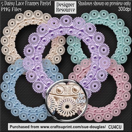 Designer Resource - Daisy Lace Frames - Pastel Colours