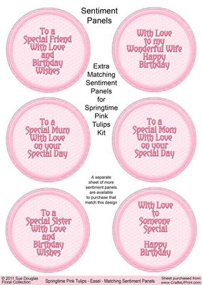 Springtime Pink Tulips - Extra Matching Sentiment Panels