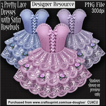 Designer Resource - Pretty Lace Dresses with Satin Rosebuds