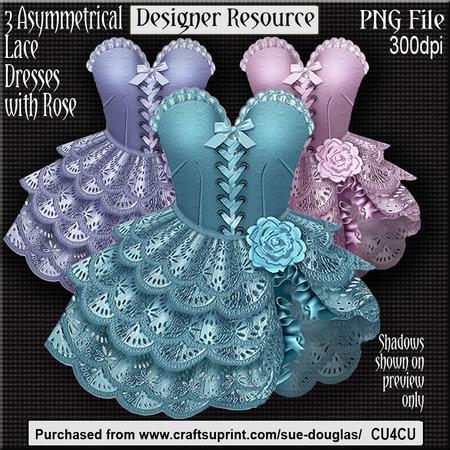 Designer Resource - Asymmetrical Lace Dresses with Rose