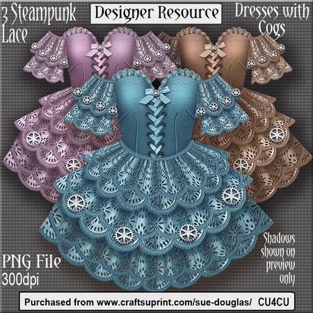 Designer Resource - Steampunk Lace Dresses with Cogs