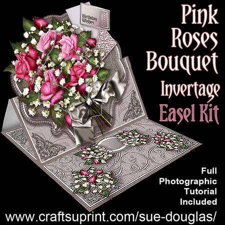 Pink Roses Bouquet Tunnel - 8in x 8in Easel Card