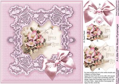 A Little Pink Rose Pyramage 8in x 8in