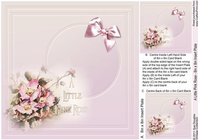 A Little Pink Rose Pyramage - 8in x 8in Insert Plate