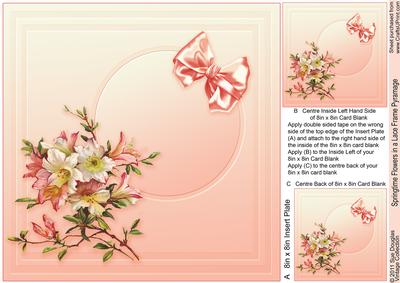 Springtime Flowers in a Lace Frame - 8in x 8in Insert Plate