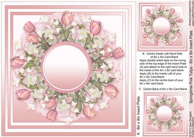 Springtime Pink Tulips Matching 8in x 8in Insert Plate