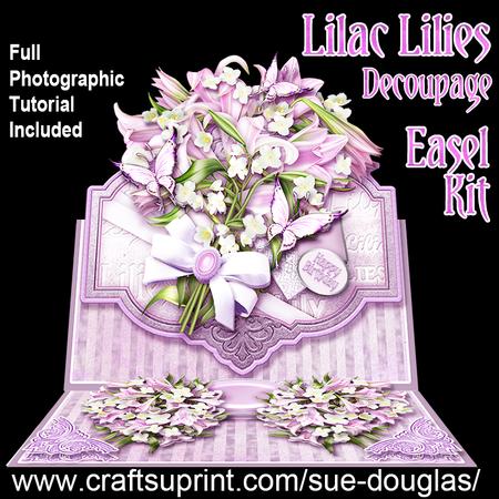 Lilac Lilies - 8in x 8in Easel Card