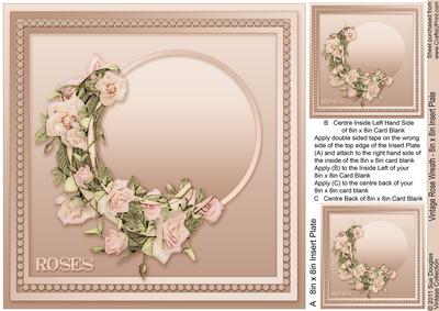 Vintage Rose Wreath Matching 8in x 8in Insert Plate
