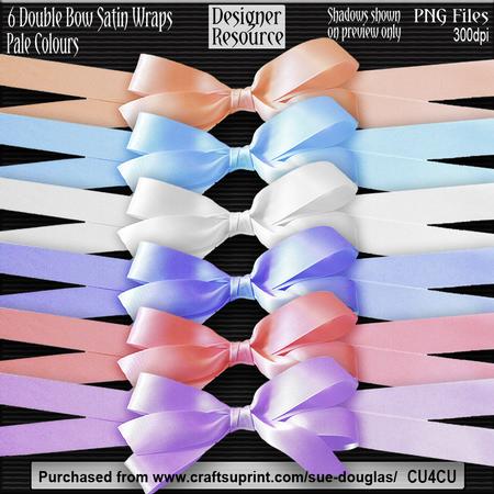 Designer Resource - Double Bow Satin Wrap - Pale Colours