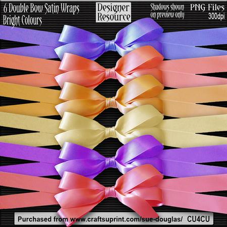 Designer Resource - Double Bow Satin Wrap - Bright Colours