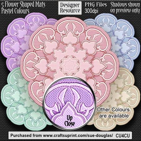 Designer Resource- Flower Shaped Mats - Pastel Colours