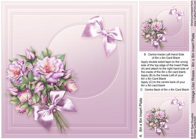 Vintage Lilac Roses - 8in x 8in Insert Plate
