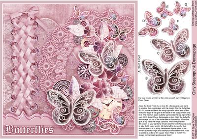 Pink Girly Steampunk 8in x 8in Decoupage