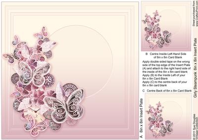 Pink Girly Steampunk Matching 8in x 8in Insert Plate