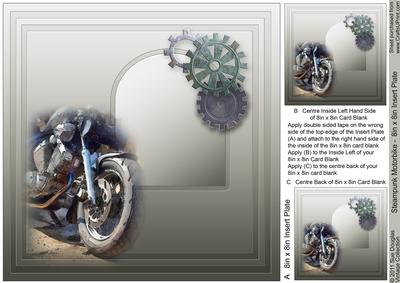 Steampunk Motorbike Matching 8in x 8in Insert Plate