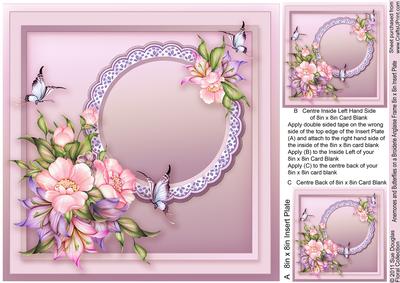 Anemones and Butterflies on a Brod Angl Frame-8x8 Inse Plate
