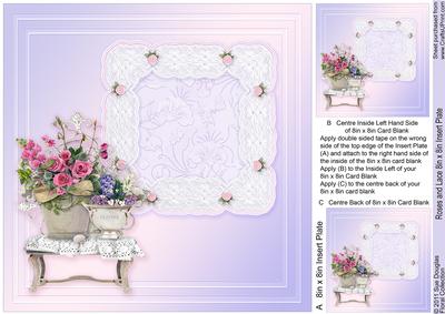 Roses and Lace - 8in x 8in Insert Plate