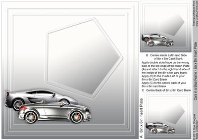 Cars in a Blue Frame - 8in x 8in Insert Plate
