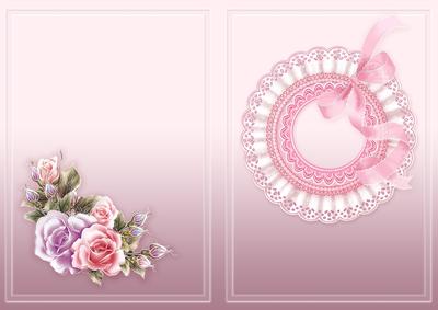 Pink and Lilac Roses on a Lace Doily Matching A5 Insert
