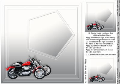 Motorbikes in a Blue Frame - 8in x 8in Insert Plate