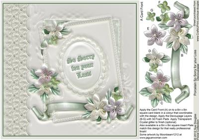 Porcelain So Sorry for Your Loss 8in x 8in Decoupage