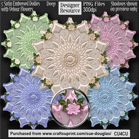 Designer Resource - Satin Emboss Doilies with Flowers - Deep