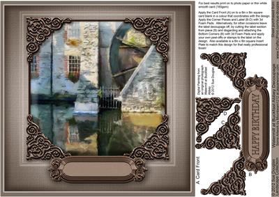 Watermill at Buckfast Abbey 8in x 8in Decoupage