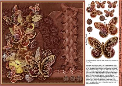 Copper Girly Steampunk 8in x 8in Decoupage