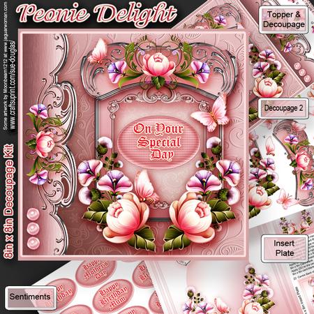 Peony Delight 8in x 8in Decoupage Kit