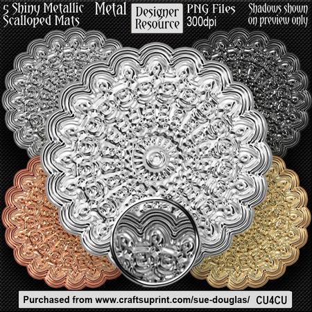 Designer Resource - Shiny Metallic Scalloped Mats - Metal