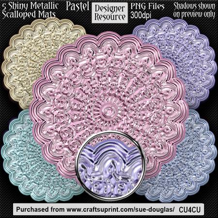 Designer Resource - Shiny Metallic Scalloped Mats - Pastel