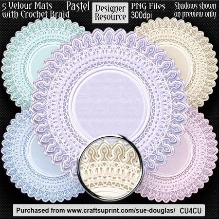 Designer Resource - Velour Mats with Crochet Braid -pastel